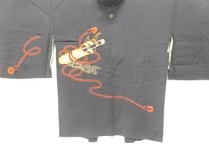 相良刺繍　笛模様　一つ紋絵羽織